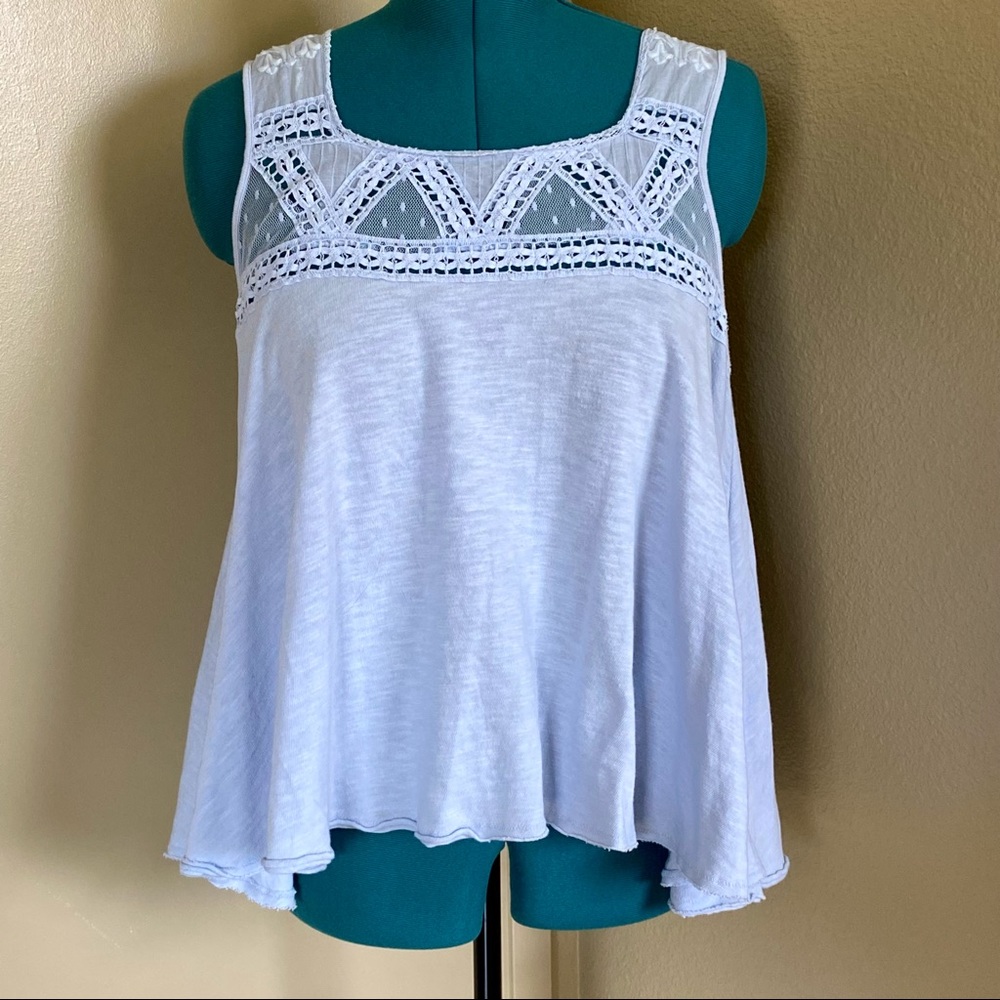 Free People Boho Lace Cotton Flowy Sleeveless Cut Out Top